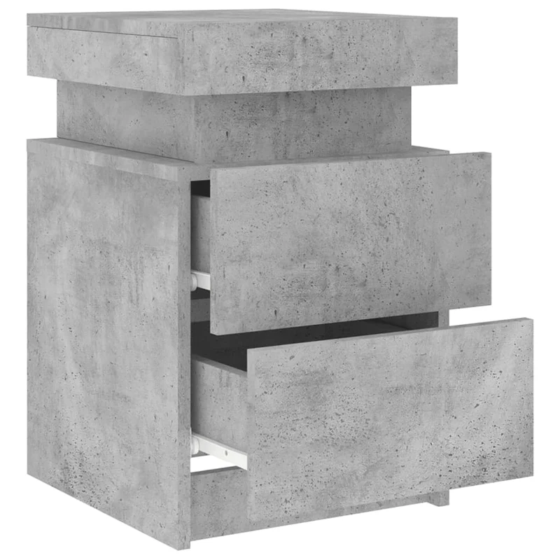 Table de chevet avec lumières LED avec tiroirs 35 x 39 x 55 cm bois d'ingénierie gris DEC033189