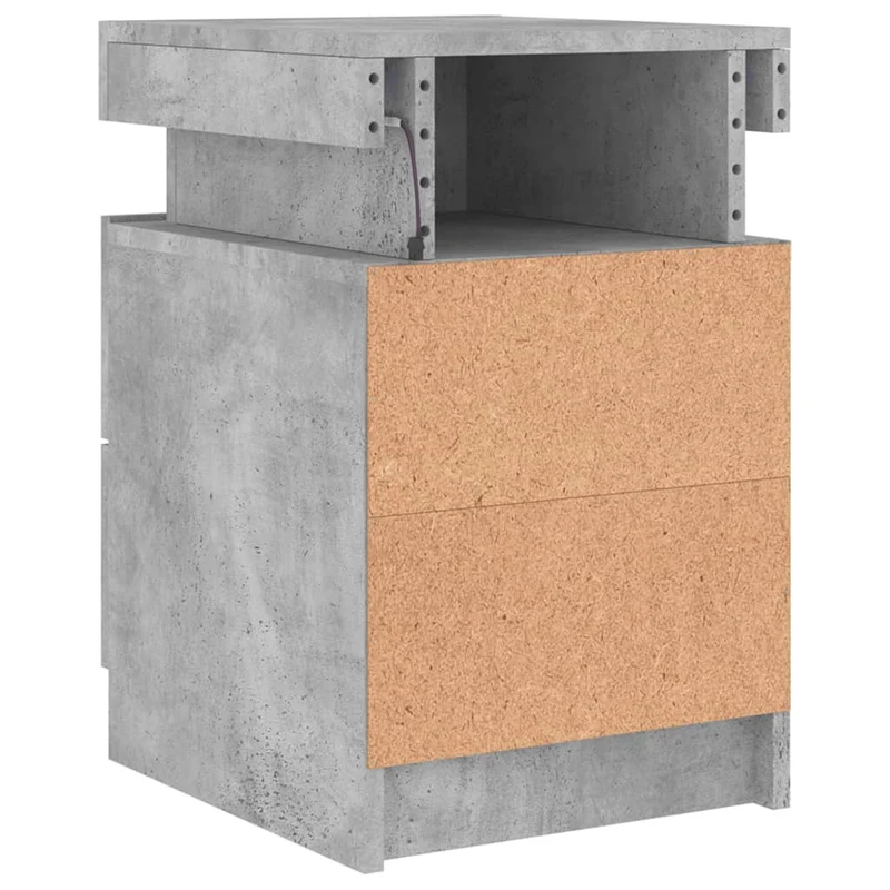 Table de chevet avec lumières LED avec tiroirs 35 x 39 x 55 cm bois d'ingénierie gris DEC033189