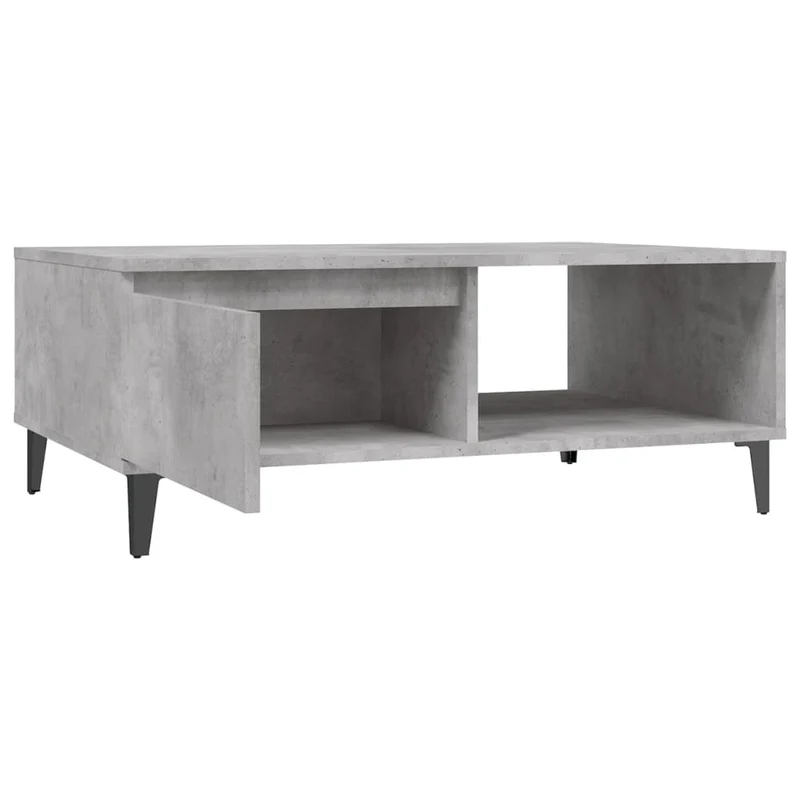 Table basse avec espace de rangement design moderne et contemporaine 90 x 60 x 35 cm bois d'ingénierie gris DEC039399