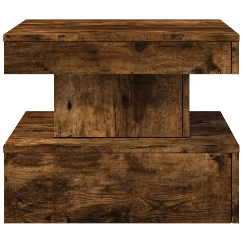Table basse de salon design moderne avec lumières LED 50 x 50 x 40 cm bois d'ingénierie marron DEC037617