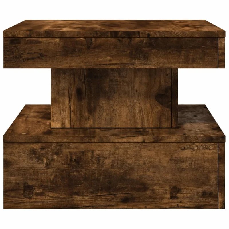 Table basse de salon design moderne avec lumières LED 50 x 50 x 40 cm bois d'ingénierie marron DEC037617
