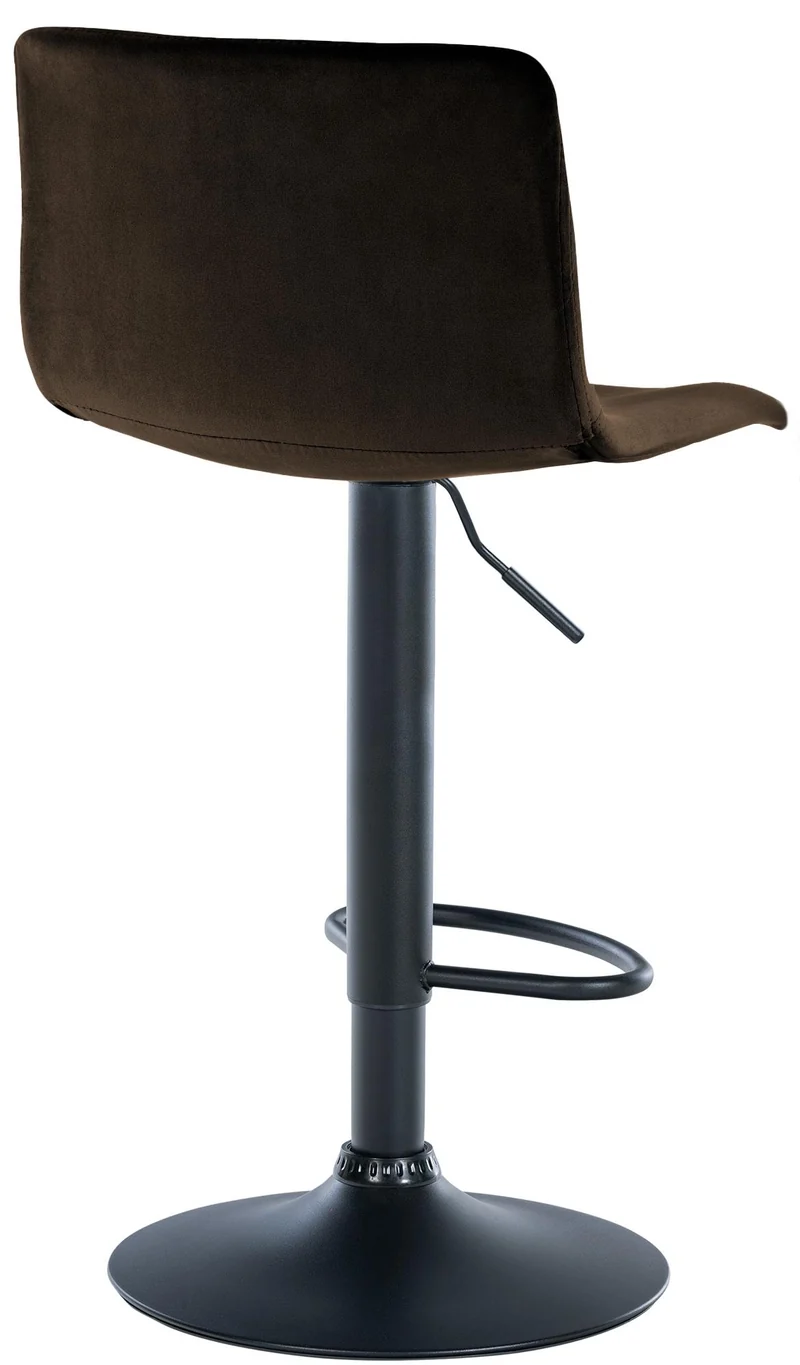 Tabouret de bar x1 repose-pieds hauteur réglable dossier bas en velours marron cadre métal noir 10_0006253