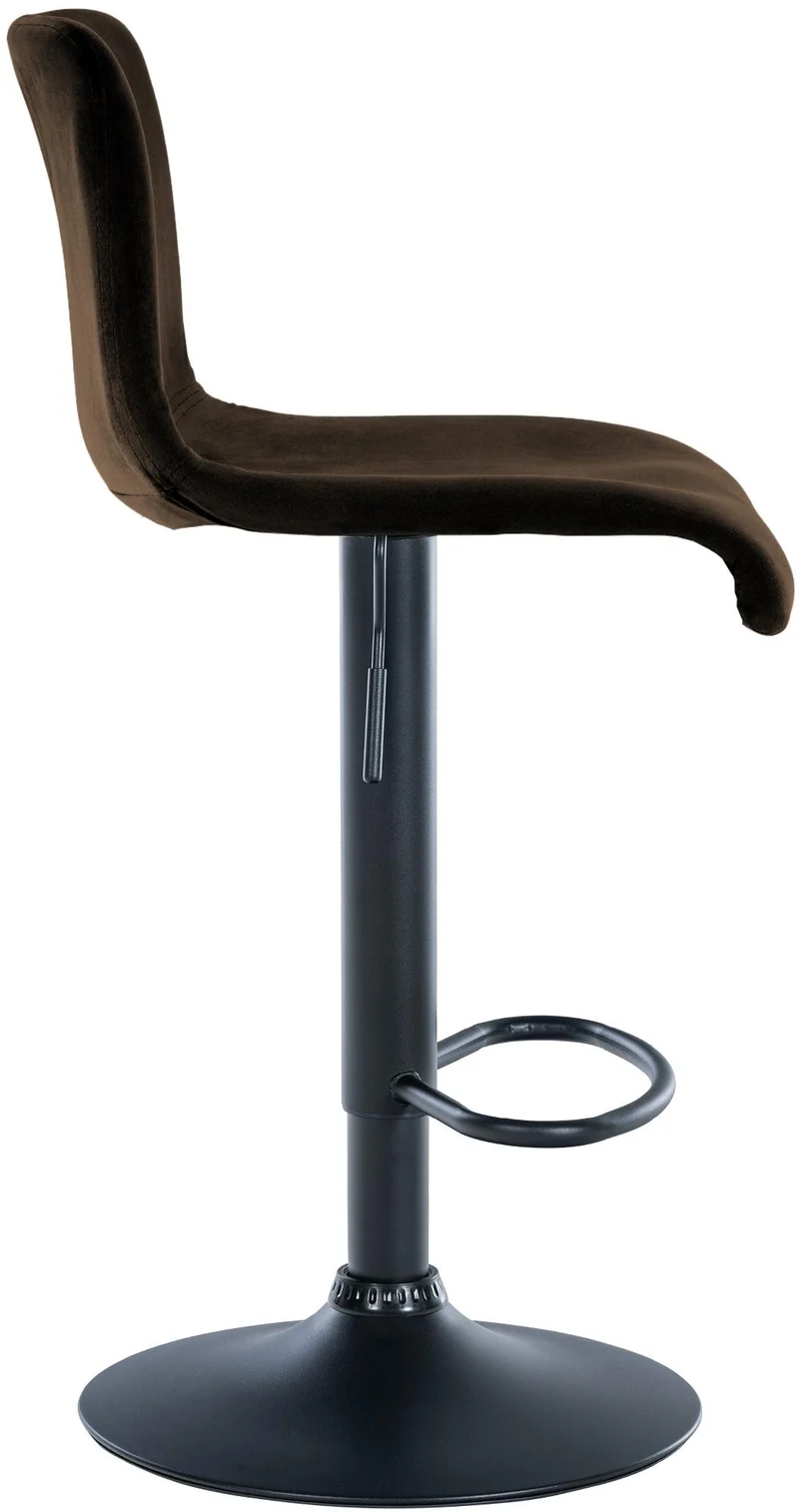 Tabouret de bar x1 repose-pieds hauteur réglable dossier bas en velours marron cadre métal noir 10_0006253