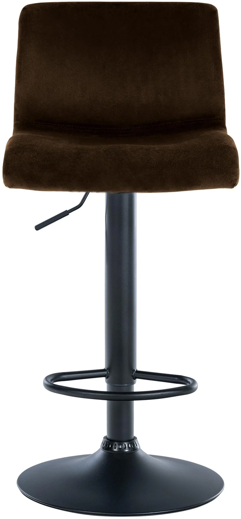 Tabouret de bar x1 repose-pieds hauteur réglable dossier bas en velours marron cadre métal noir 10_0006253