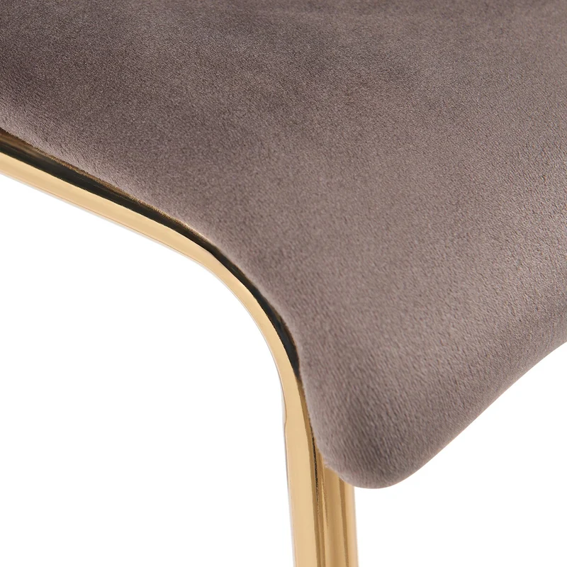 Tabouret de bar x1 en velours marron cadre métallique doré à quatre pieds style chic et moderne 10_0006255