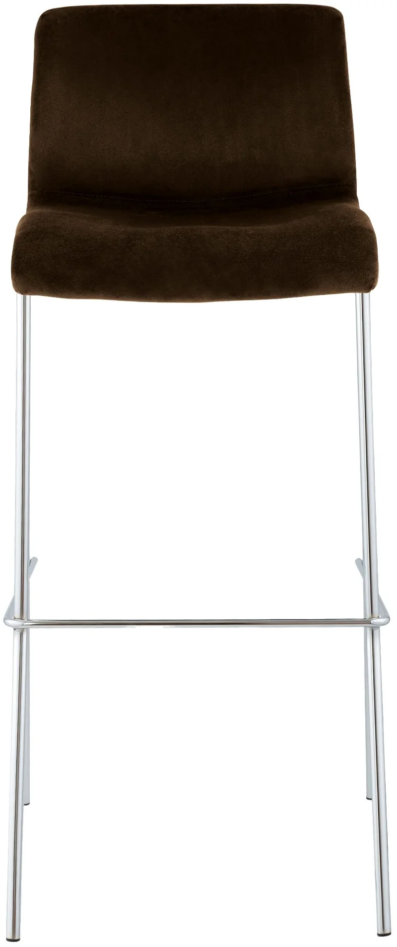 Tabouret de bar x1 dossier bas 4 pieds en métal chromé assise en velours marron 10_0006251