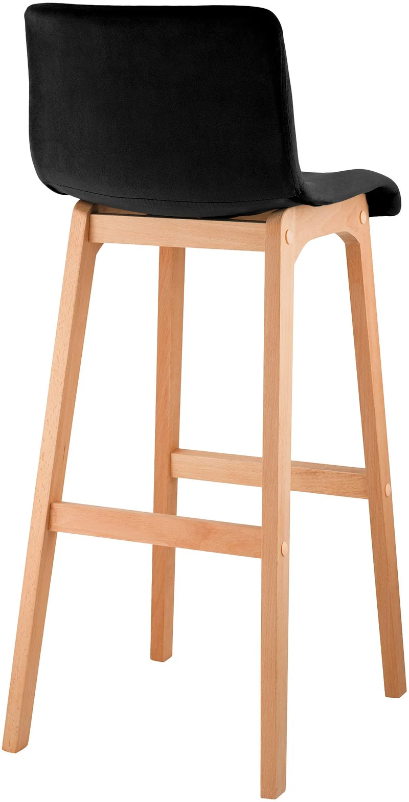 Tabouret de bar x1 piètement à 4 pieds en bois assise en velours noir style scandinave 10_0005852