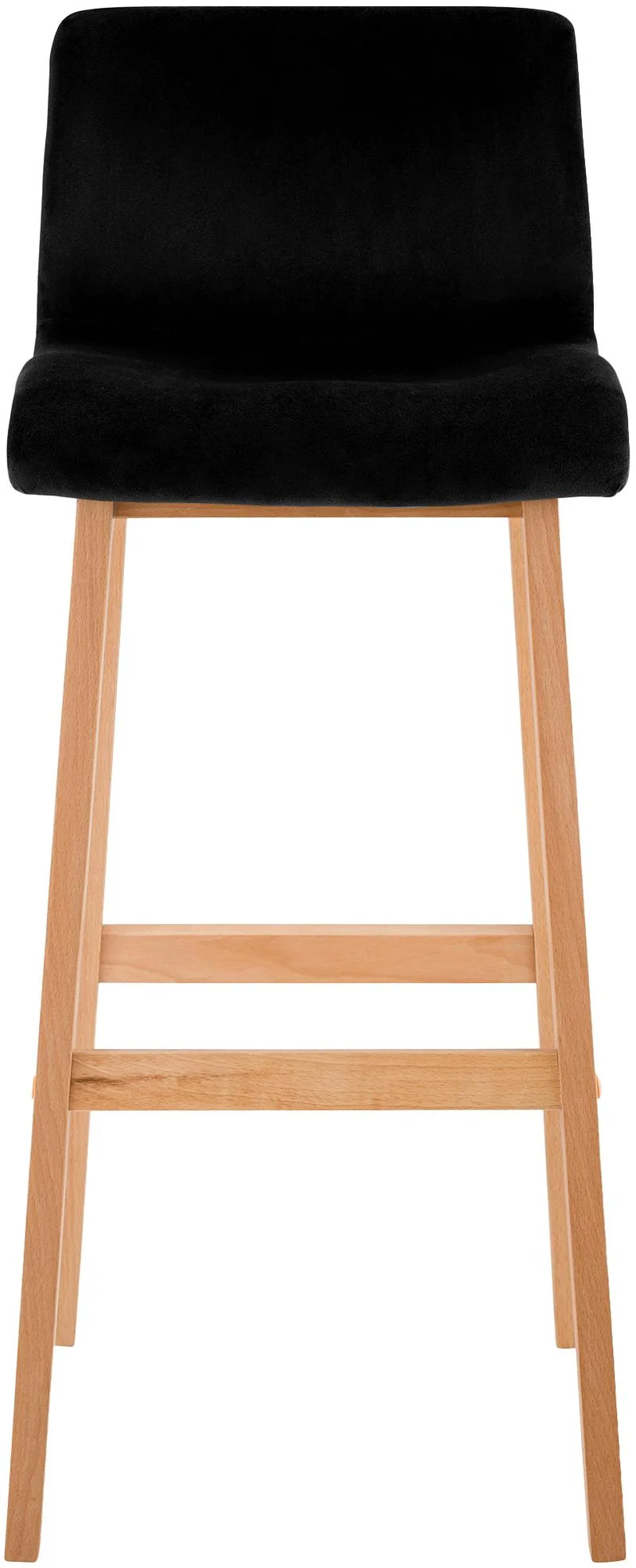 Tabouret de bar x1 piètement à 4 pieds en bois assise en velours noir style scandinave 10_0005852