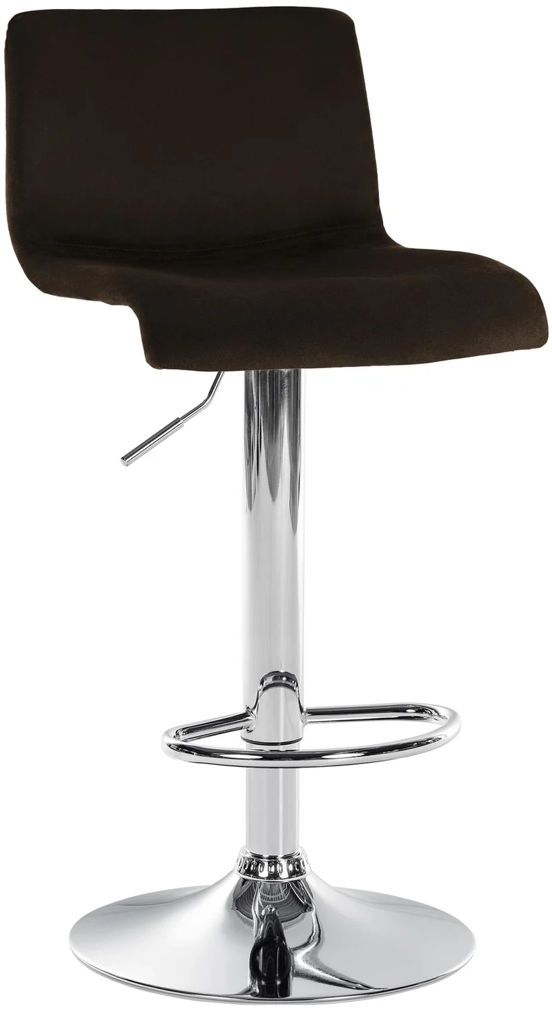 Tabouret de bar x1 repose-pieds hauteur réglable dossier bas en velours marron cadre métal chromé 10_0006256