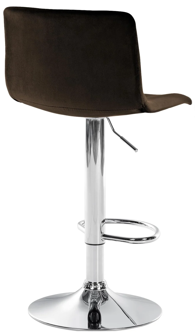 Tabouret de bar x1 repose-pieds hauteur réglable dossier bas en velours marron cadre métal chromé 10_0006256