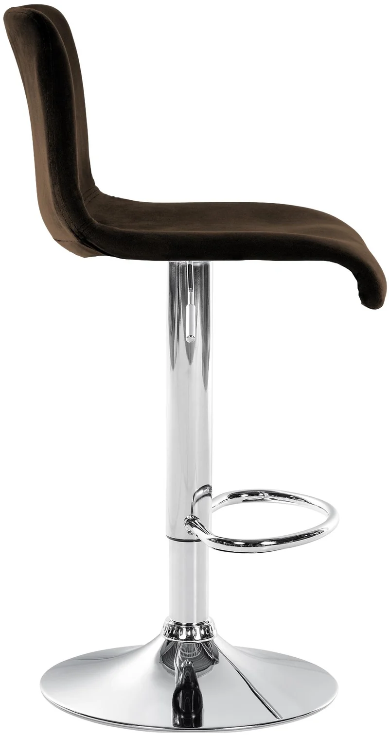 Tabouret de bar x1 repose-pieds hauteur réglable dossier bas en velours marron cadre métal chromé 10_0006256