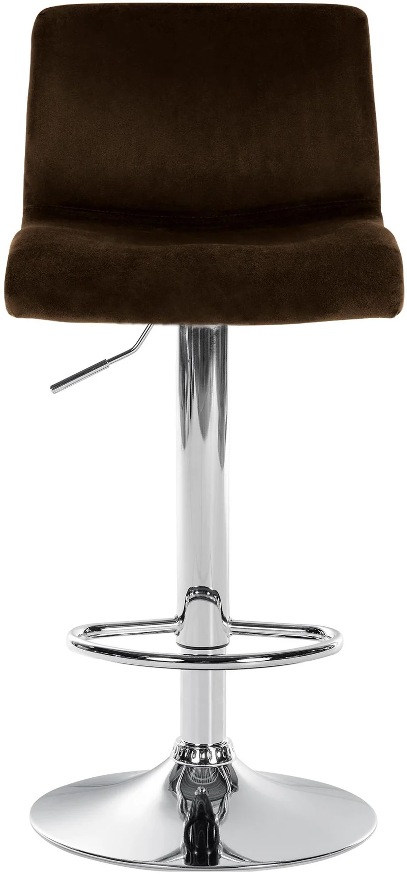 Tabouret de bar x1 repose-pieds hauteur réglable dossier bas en velours marron cadre métal chromé 10_0006256
