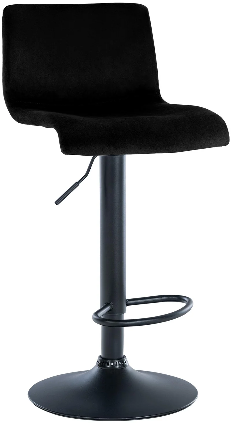Tabouret de bar x1 repose-pieds hauteur réglable dossier bas en velours noir cadre métal noir 10_0005849