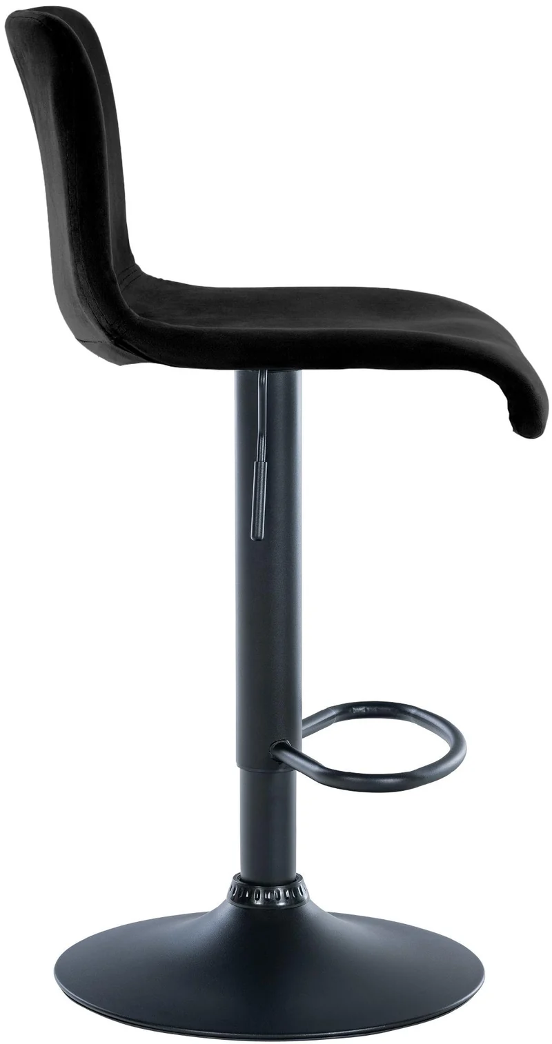 Tabouret de bar x1 repose-pieds hauteur réglable dossier bas en velours noir cadre métal noir 10_0005849