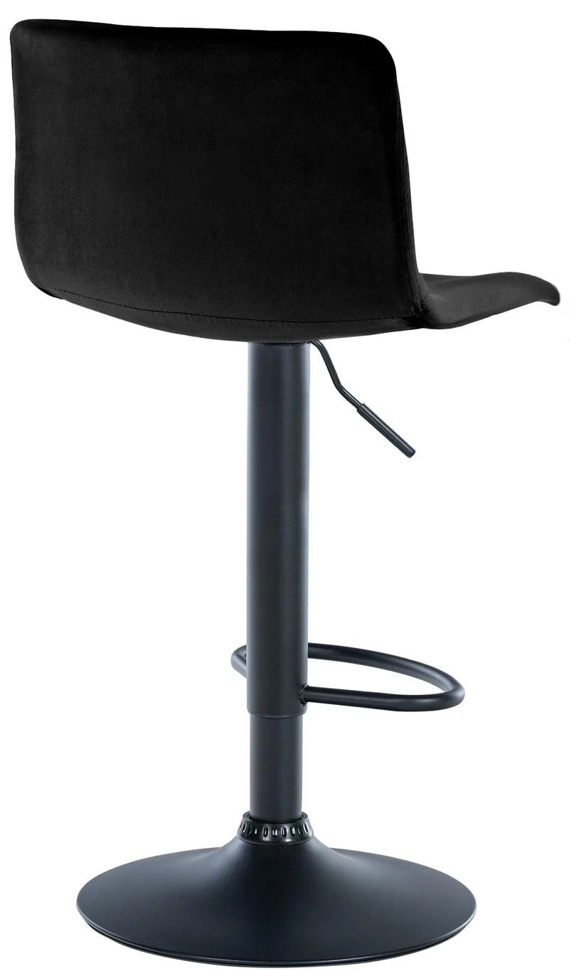 Tabouret de bar x1 repose-pieds hauteur réglable dossier bas en velours noir cadre métal noir 10_0005849