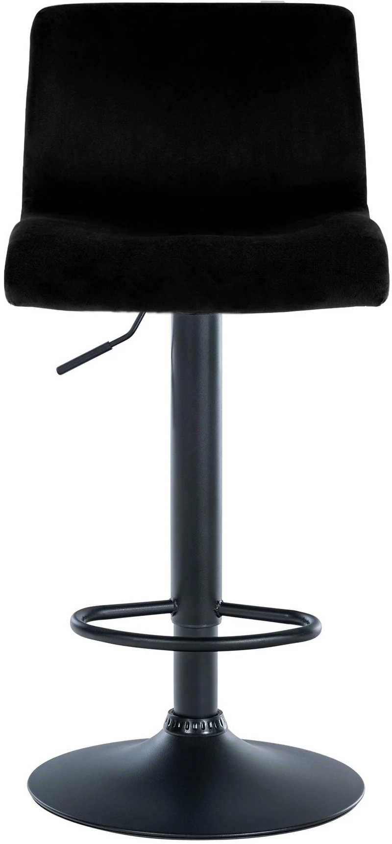 Tabouret de bar x1 repose-pieds hauteur réglable dossier bas en velours noir cadre métal noir 10_0005849