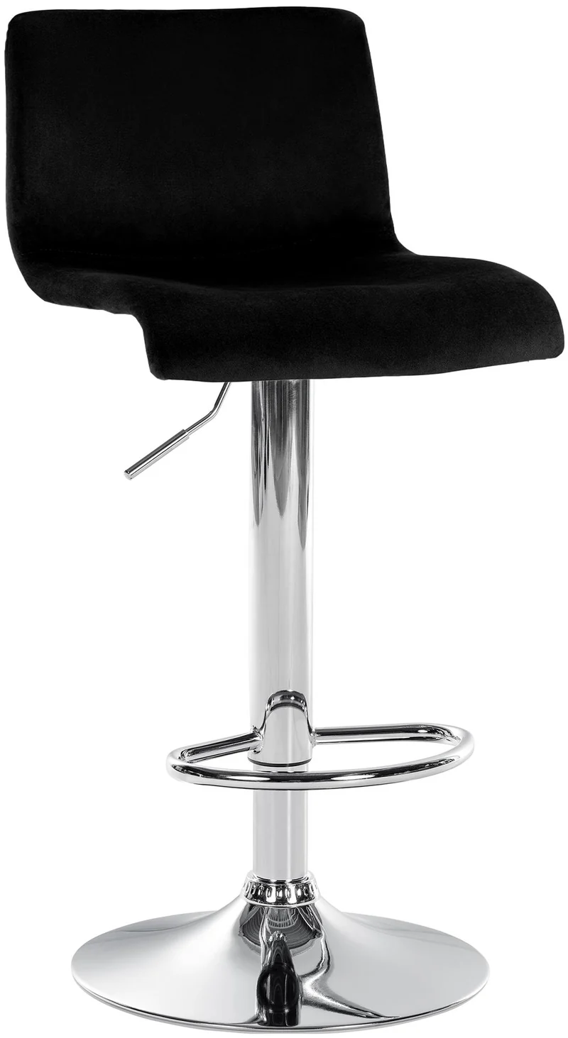 Tabouret de bar x1 repose-pieds hauteur réglable dossier bas en velours noir cadre métal chromé 10_0005851