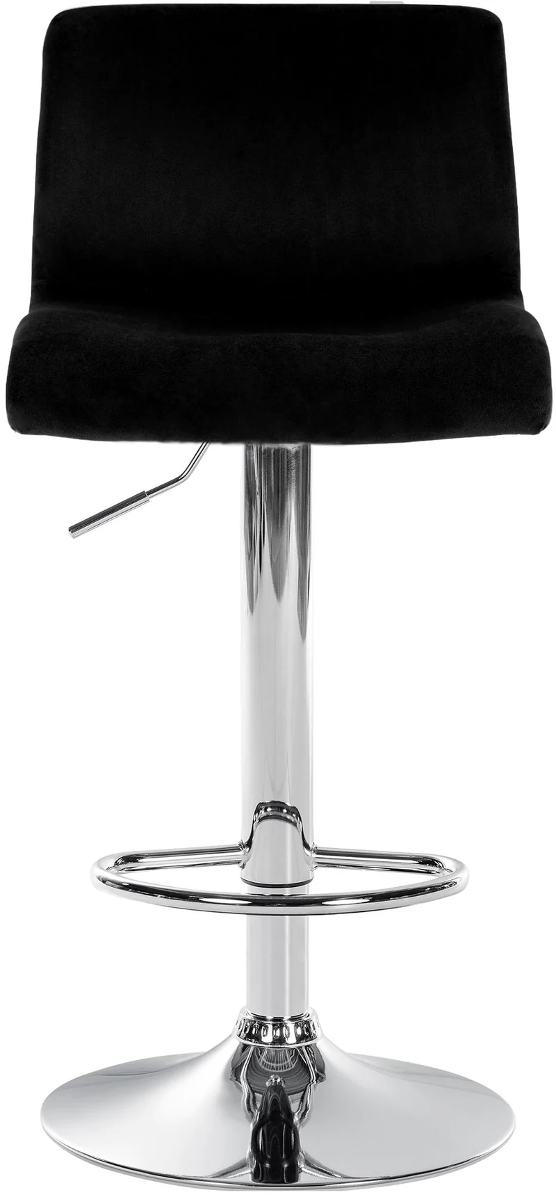 Tabouret de bar x1 repose-pieds hauteur réglable dossier bas en velours noir cadre métal chromé 10_0005851