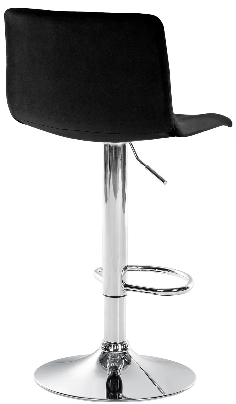 Tabouret de bar x1 repose-pieds hauteur réglable dossier bas en velours noir cadre métal chromé 10_0005851
