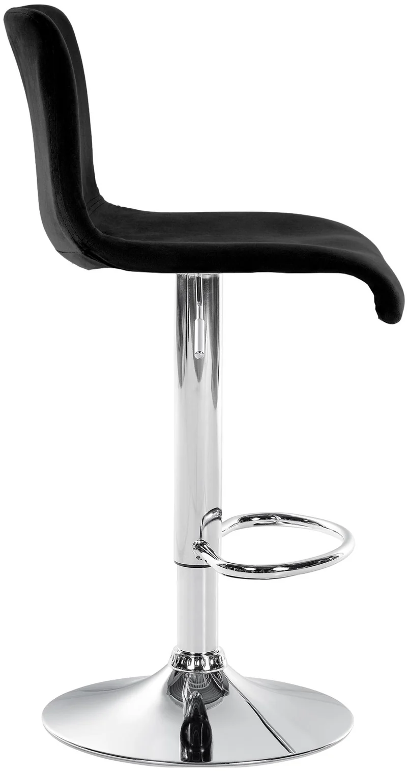 Tabouret de bar x1 repose-pieds hauteur réglable dossier bas en velours noir cadre métal chromé 10_0005851
