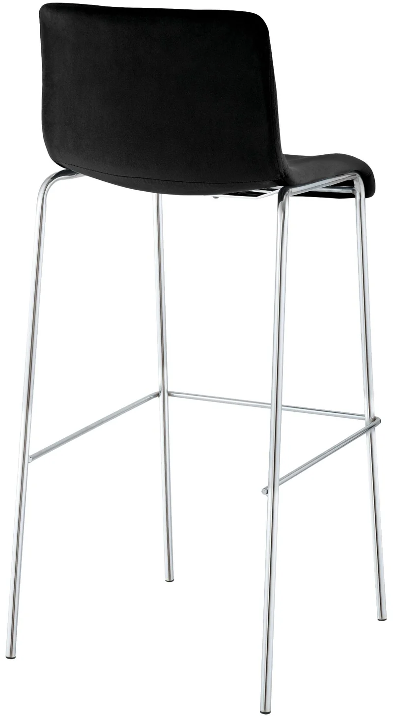 Tabouret de bar x1 dossier bas 4 pieds en métal chromé assise en velours noir 10_0005847