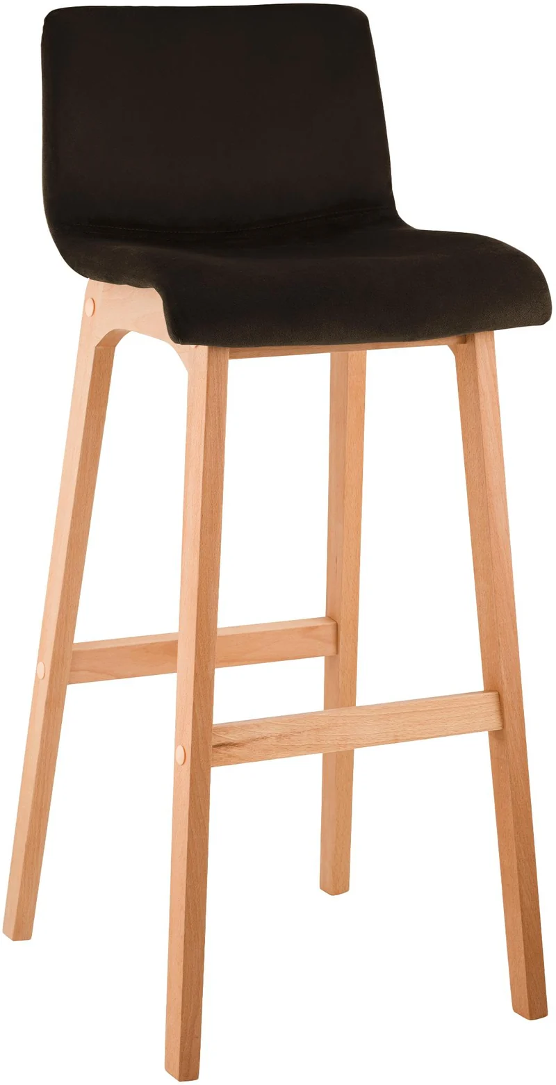 Tabouret de bar x1 piètement à 4 pieds en bois assise en velours marron style scandinave 10_0006257