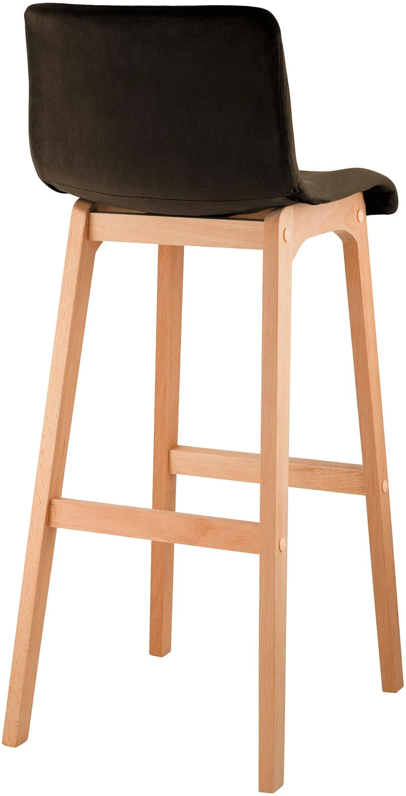 Tabouret de bar x1 piètement à 4 pieds en bois assise en velours marron style scandinave 10_0006257
