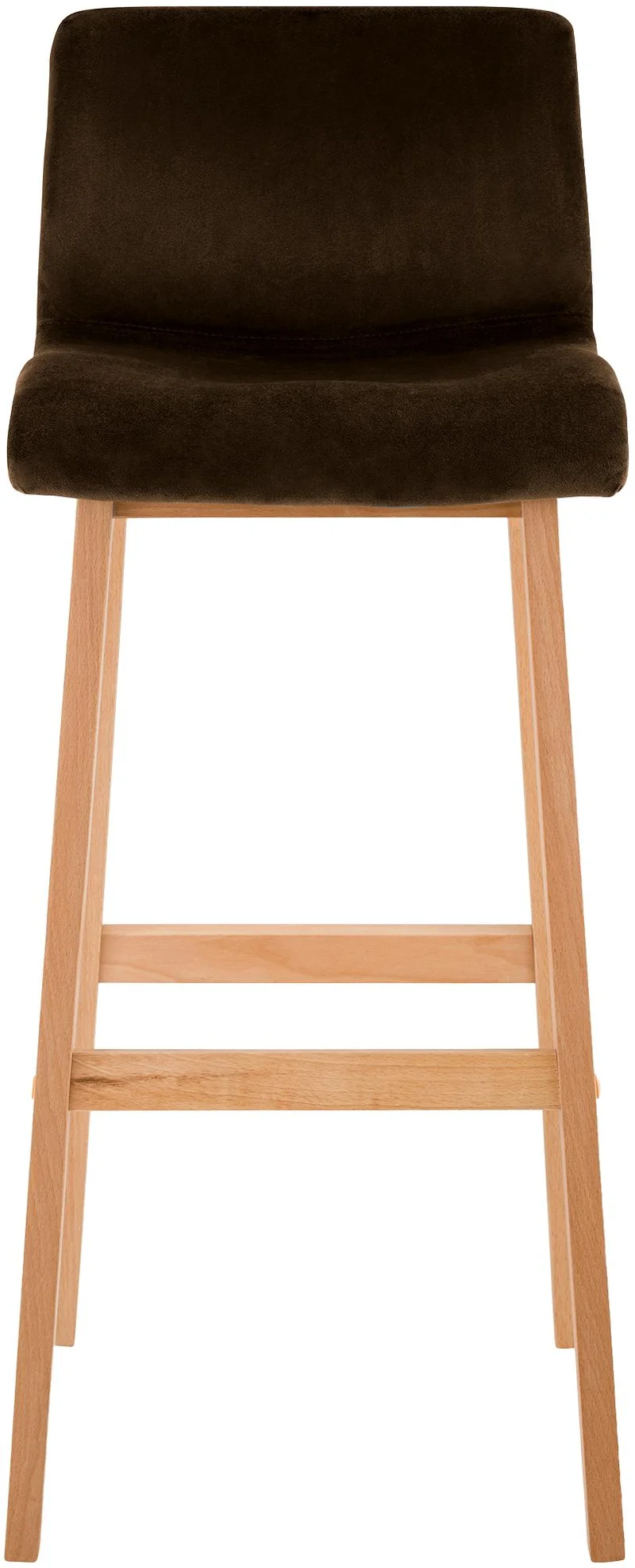 Tabouret de bar x1 piètement à 4 pieds en bois assise en velours marron style scandinave 10_0006257