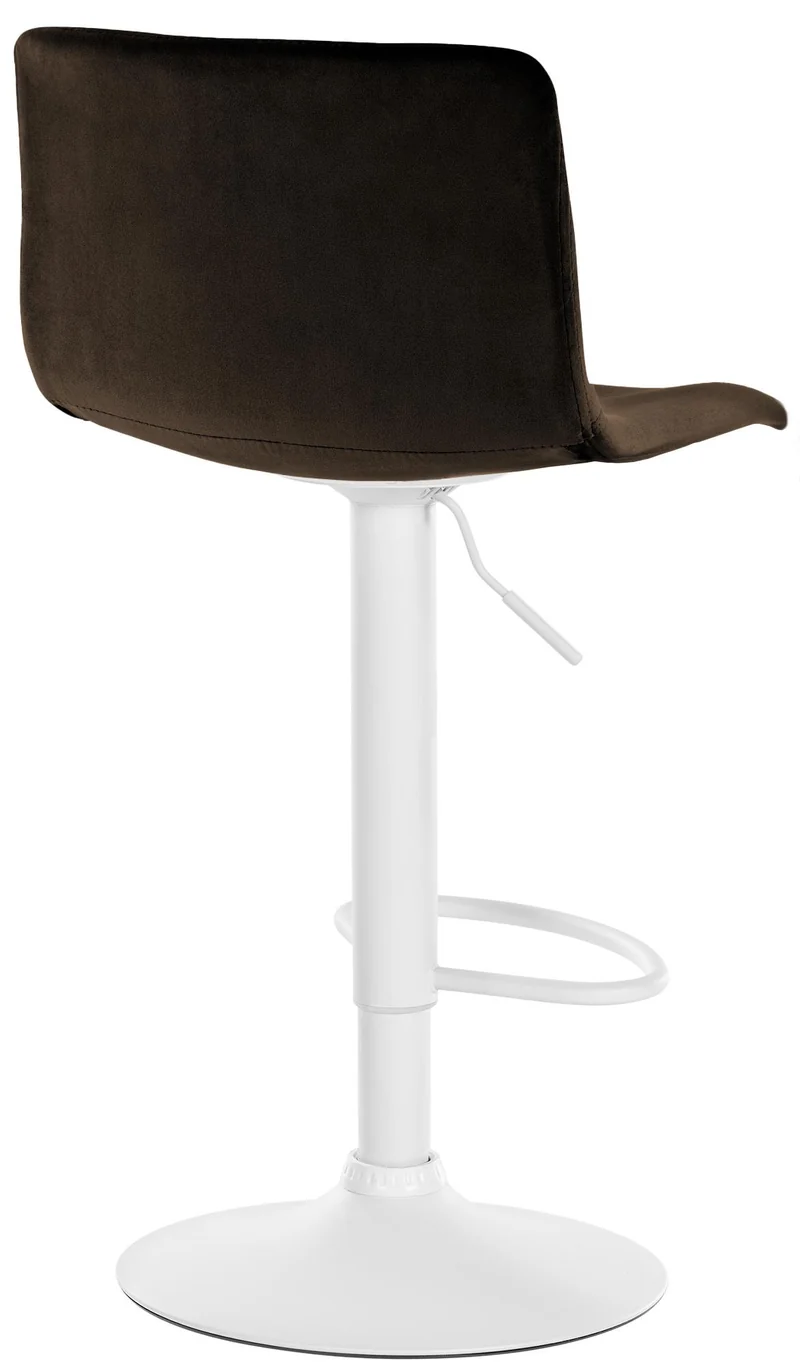 Tabouret de bar x1 repose-pieds hauteur réglable dossier bas en velours marron cadre métal blanc 10_0006258