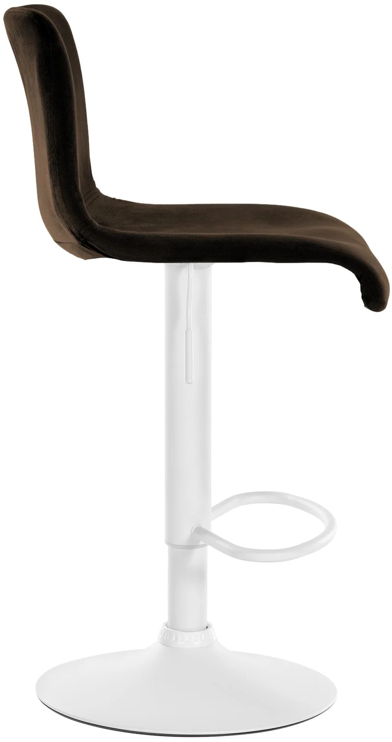 Tabouret de bar x1 repose-pieds hauteur réglable dossier bas en velours marron cadre métal blanc 10_0006258