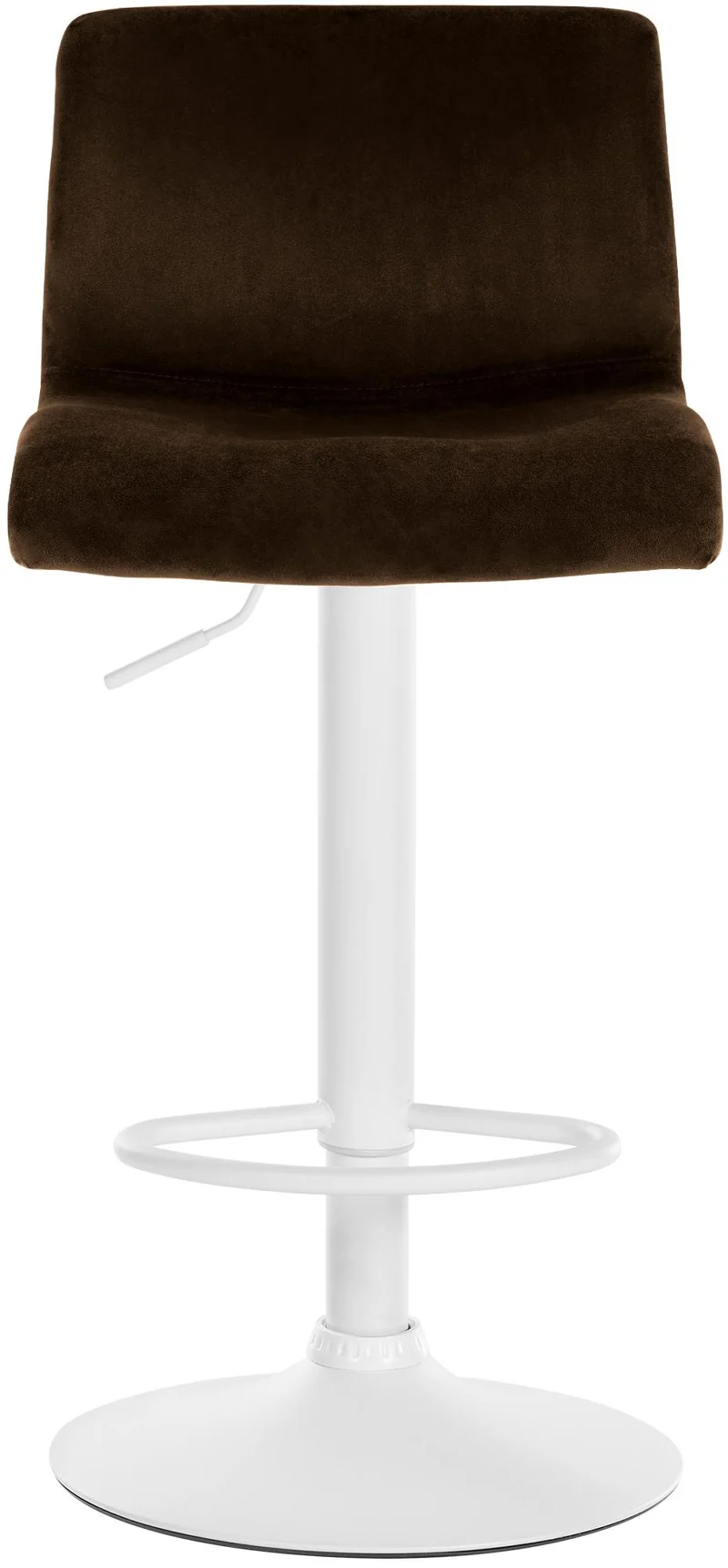 Tabouret de bar x1 repose-pieds hauteur réglable dossier bas en velours marron cadre métal blanc 10_0006258