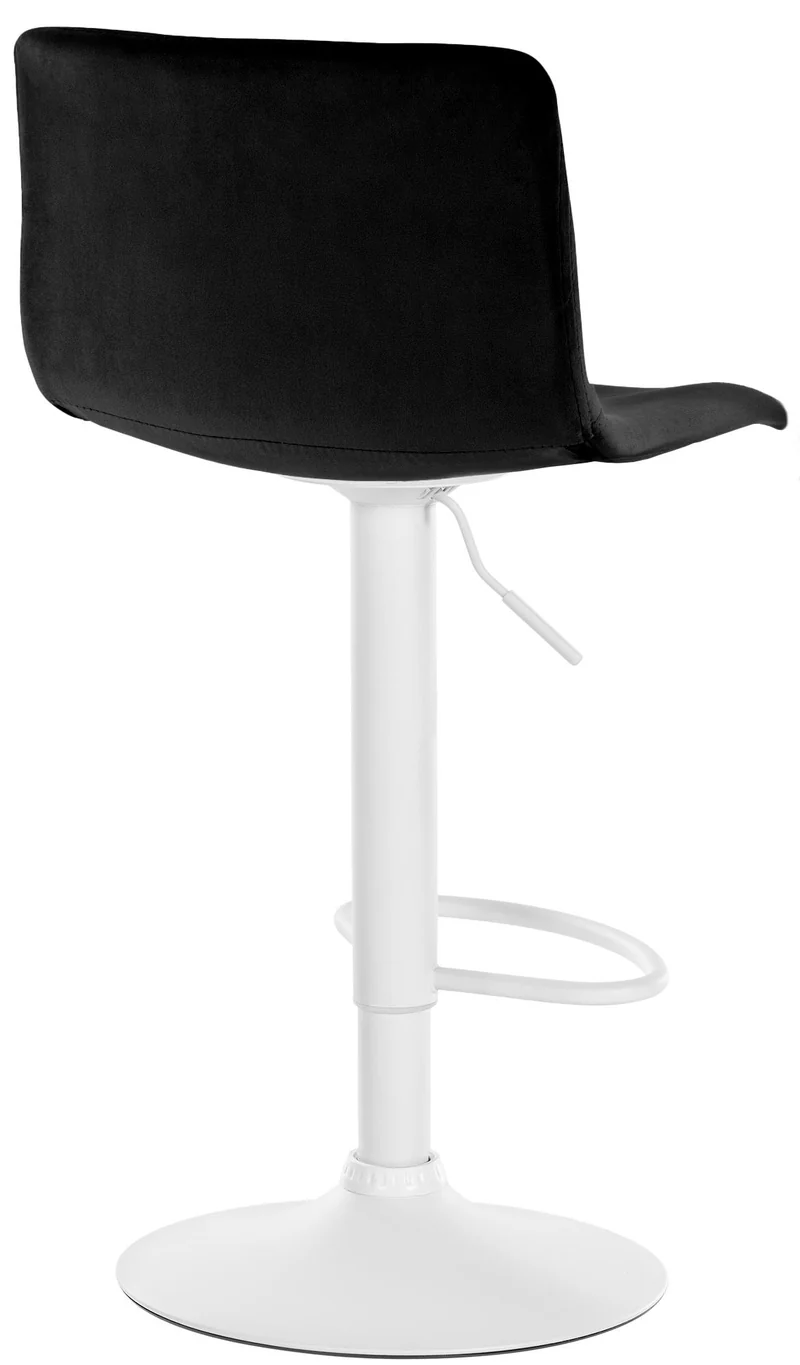 Tabouret de bar x1 repose-pieds hauteur réglable dossier bas en velours noir cadre métal blanc 10_0005853