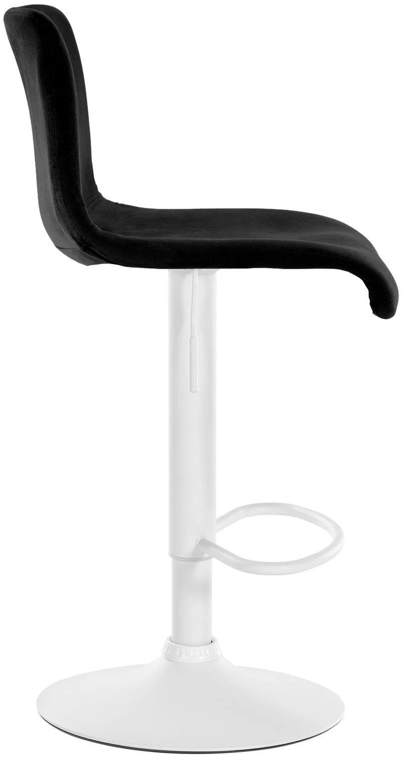 Tabouret de bar x1 repose-pieds hauteur réglable dossier bas en velours noir cadre métal blanc 10_0005853