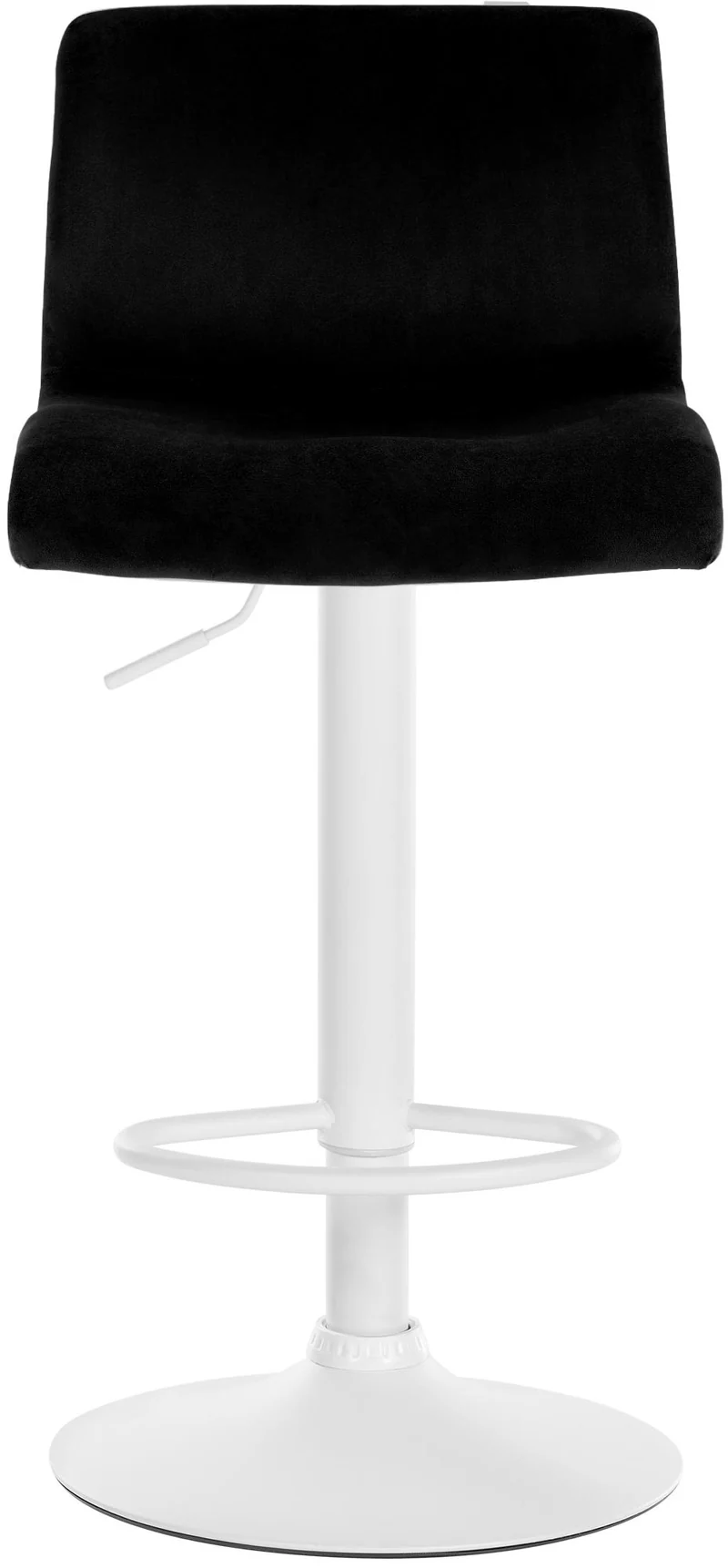 Tabouret de bar x1 repose-pieds hauteur réglable dossier bas en velours noir cadre métal blanc 10_0005853