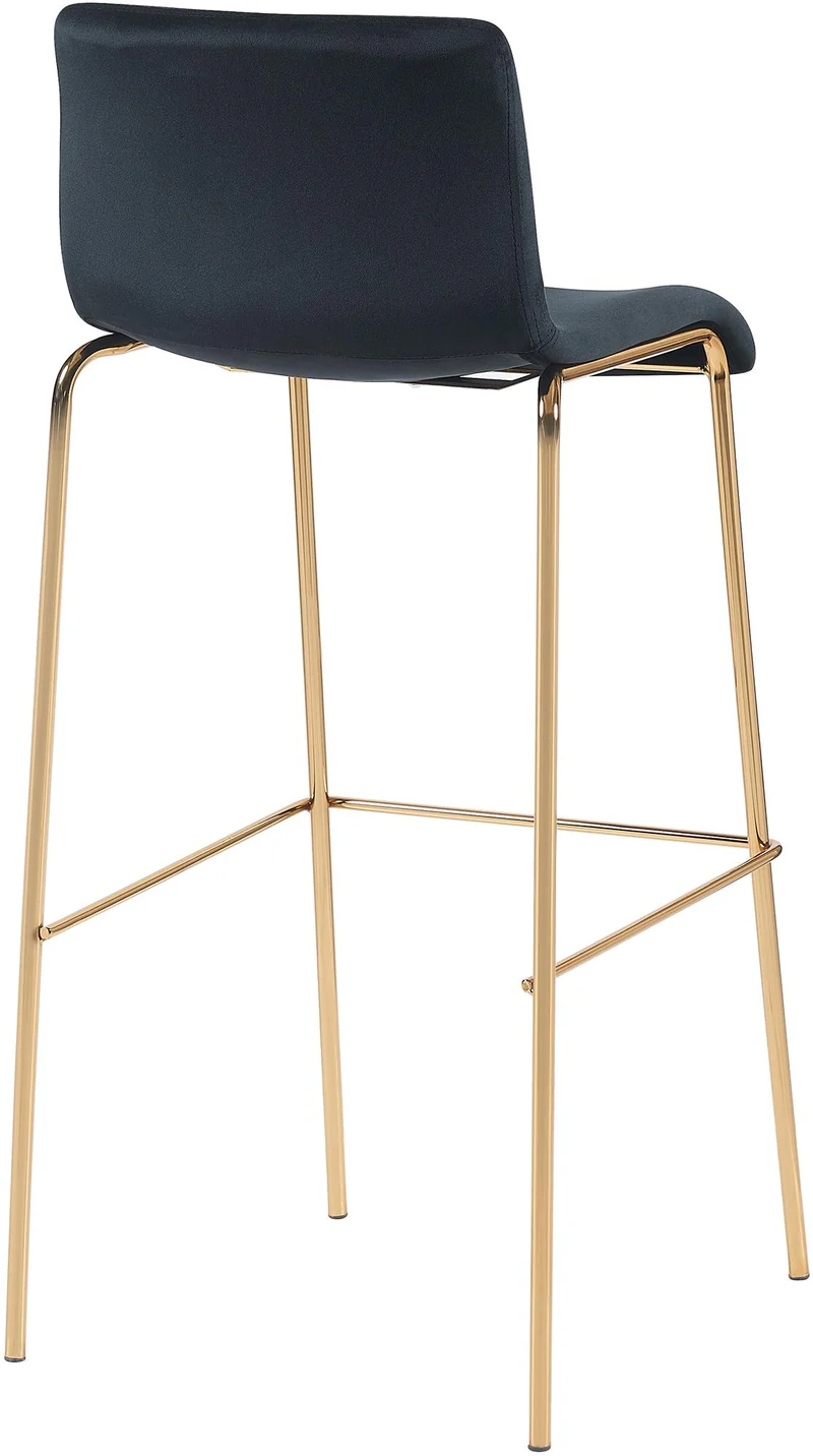 Tabouret de bar x1 en velours noir cadre métallique doré à quatre pieds style chic et moderne 10_0005850