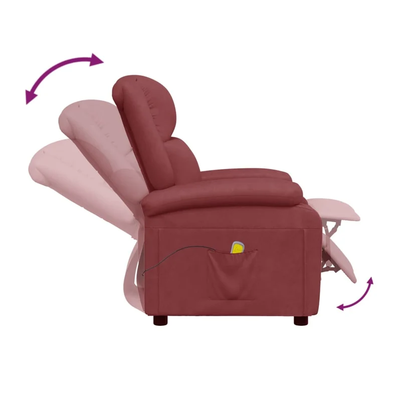 Fauteuil de relaxation avec fonction d'inclinaison manuelle en PVC rouge bordeaux DEC029257