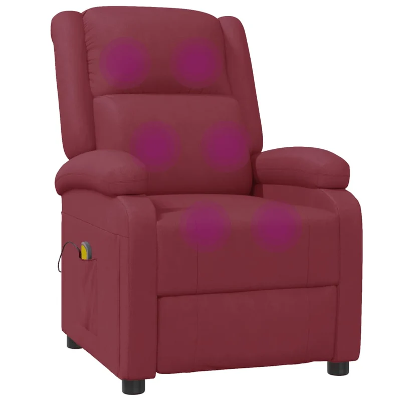 Fauteuil de relaxation avec fonction d'inclinaison manuelle en PVC rouge bordeaux DEC029257