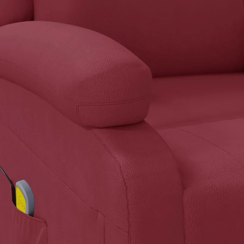 Fauteuil de relaxation avec fonction d'inclinaison manuelle en PVC rouge bordeaux DEC029257