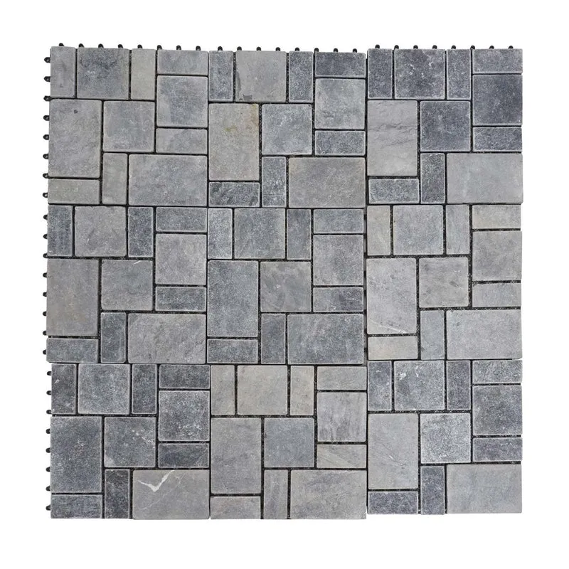 Dalles de terrasse clipsables dalles de sol balcon terrasse en pierre naturelle avec base plastique 11 dalles 30x30 cm 1 m² gris foncé 04_0010300