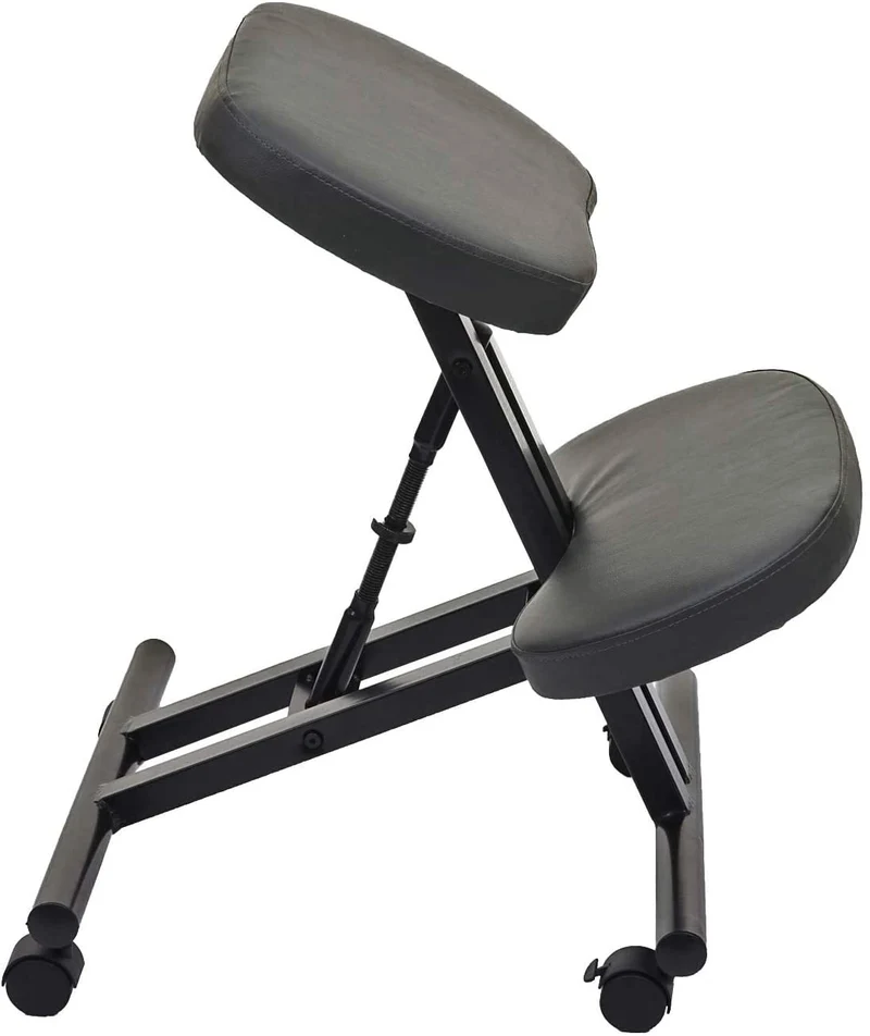 Tabouret chaise ergonomique siège assis genoux sur roulettes réglable synthétique gris foncé BUR04099