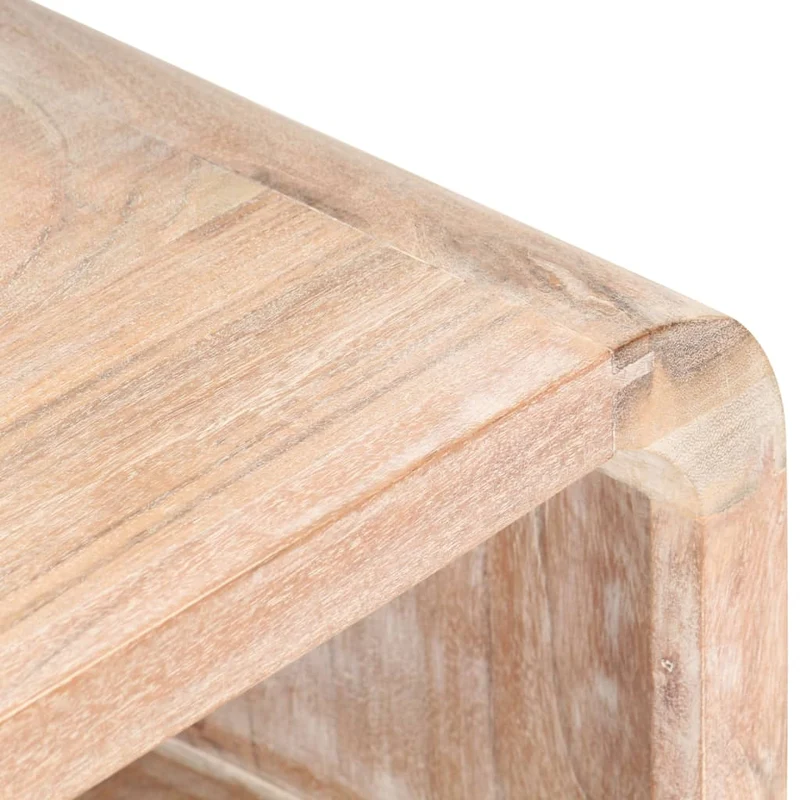 Table de chevet avec 2 étagères et tiroir 40 x 30 x 60 cm bois d'acacia avec finition blanche DEC032952