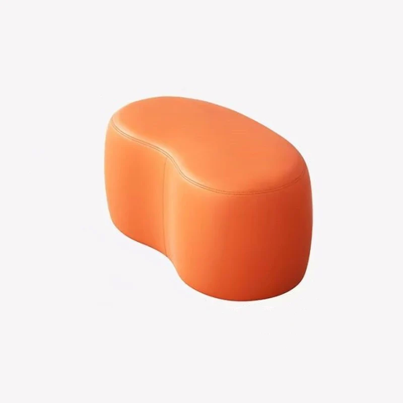 Modern Minimalist Synthetic Fabric Sponge Plywood Crescent Shape Low Stool Armless For Living Room