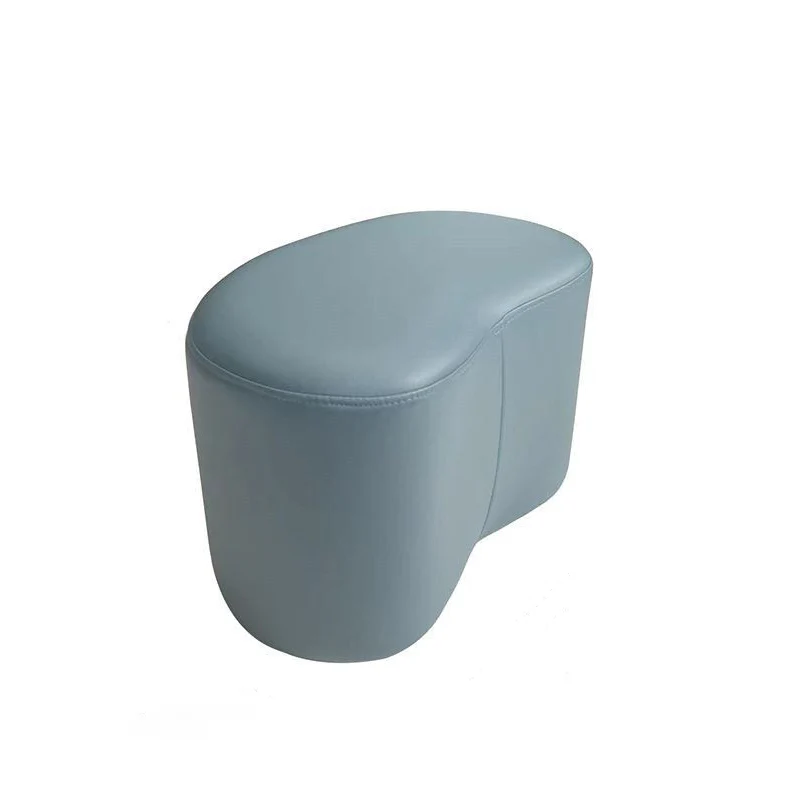 Modern Minimalist Synthetic Fabric Sponge Plywood Crescent Shape Low Stool Armless For Living Room