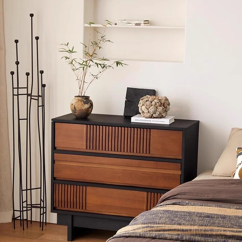 Traditional Vintage Rectangular Pine Wood Plywood Storage Cabinet 3-Cabinet For Bedroom