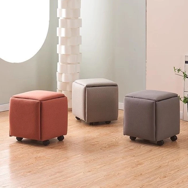 Contemporary Scandinavian Synthetic Fabric Sponge Metal Square Five-In-One Combination Low Stool Armless For Living Room