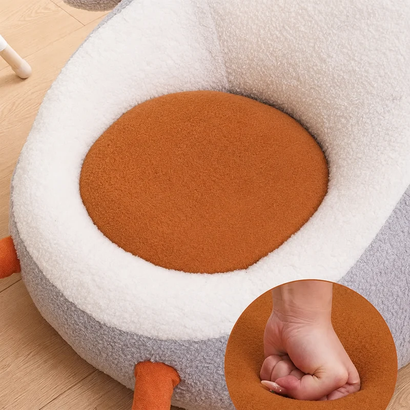 Contemporary Creative Kids Avocado-shaped Penguin-shaped Sponge Sherpa Fabric Accent Chair Backrest Armless For Living Room
