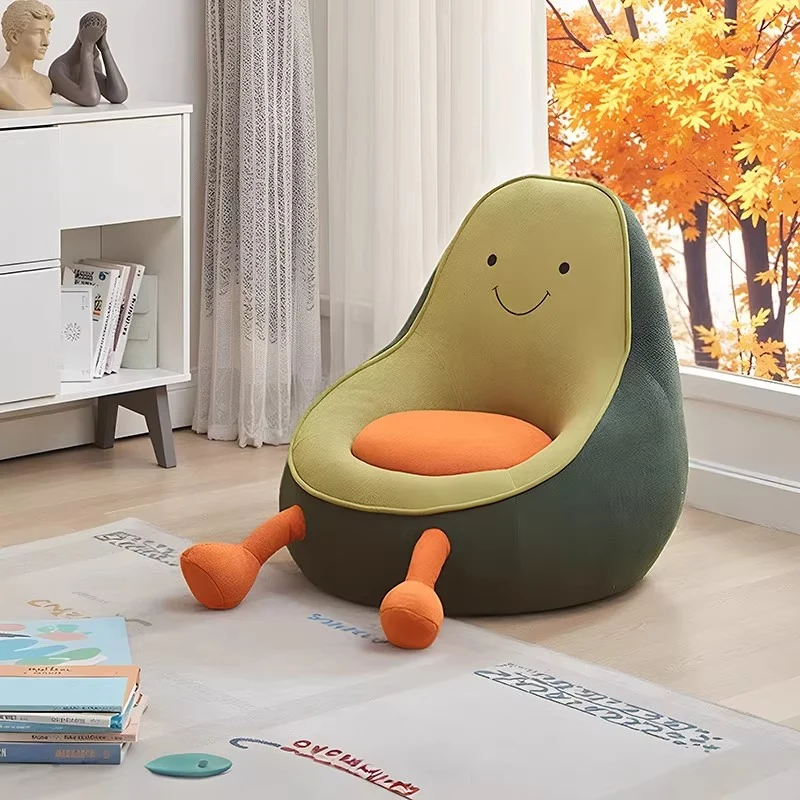 Contemporary Creative Kids Avocado-shaped Penguin-shaped Sponge Sherpa Fabric Accent Chair Backrest Armless For Living Room