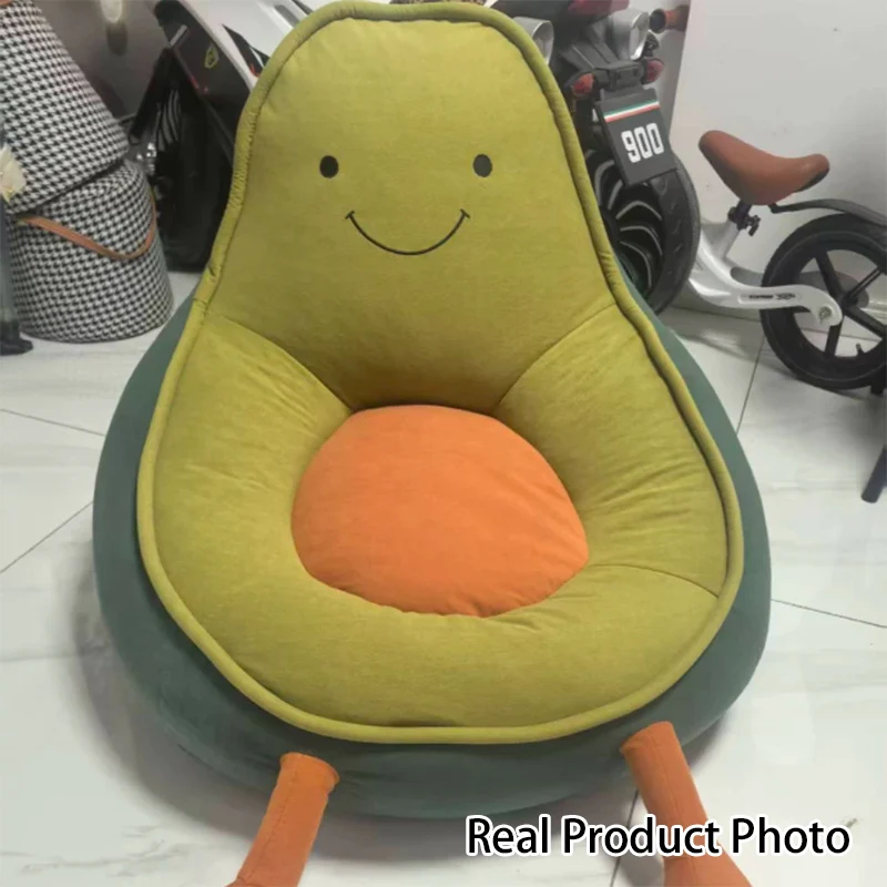 Contemporary Creative Kids Avocado-shaped Penguin-shaped Sponge Sherpa Fabric Accent Chair Backrest Armless For Living Room