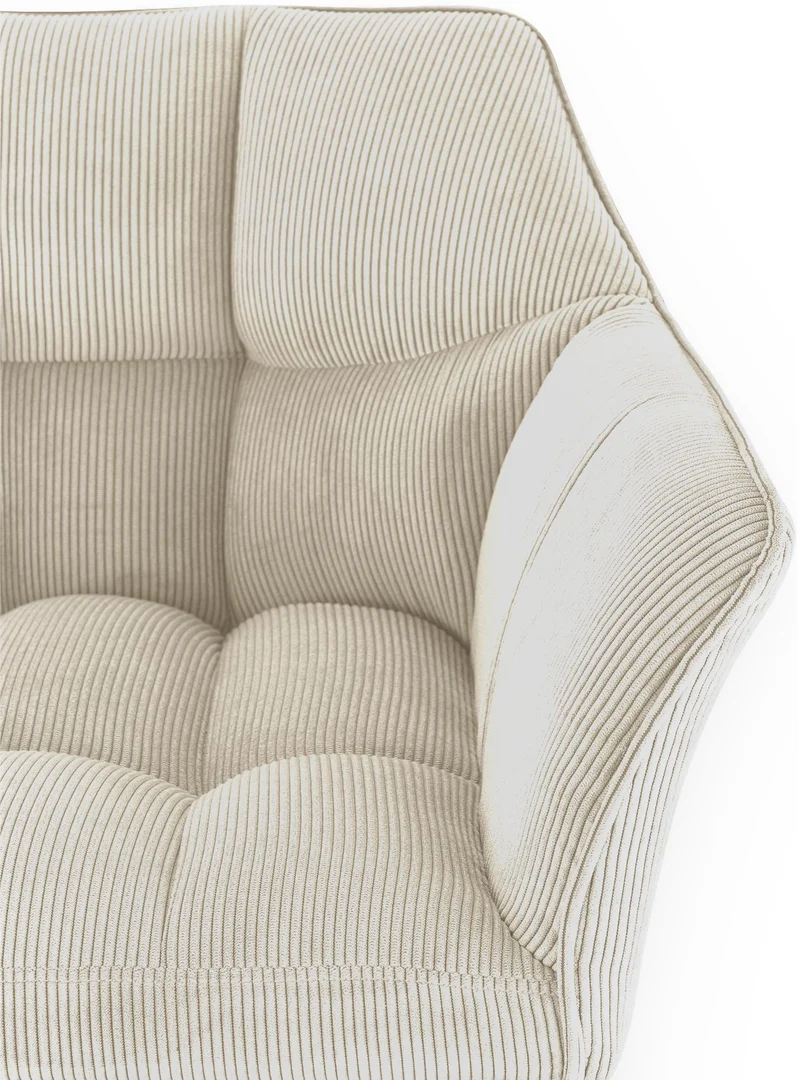 Tabouret de bar x1 assise enveloppante capitonnée en velours côtelé crème avec structure à 4 pieds en acier inoxydable 10_0006220