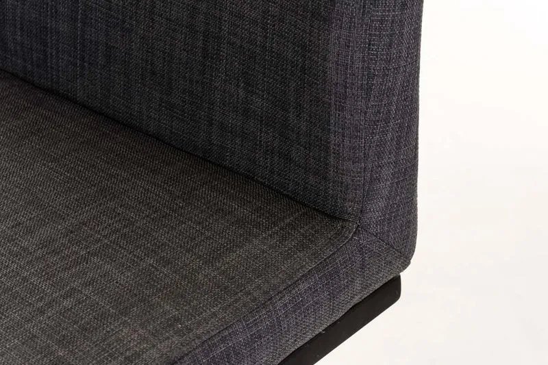 Tabouret de bar x1 avec repose-pieds plaque de base carrée en métal noir assise en tissu gris foncé 10_0005307